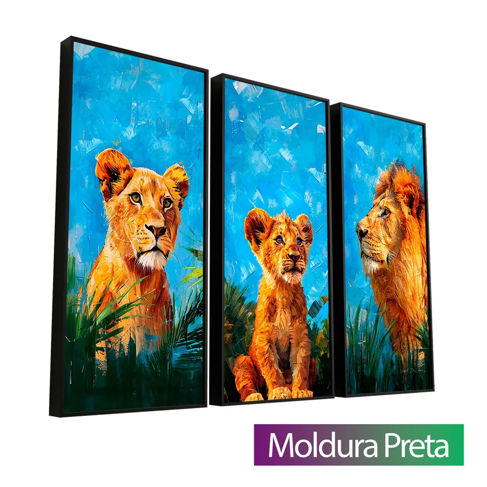8846 Quadro Família de Leões Tropicais 3 Peças (11)