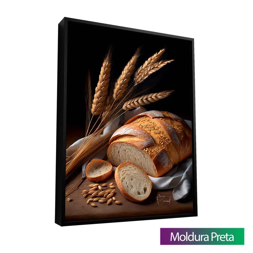 Quadro decorativo Pão e Trigo