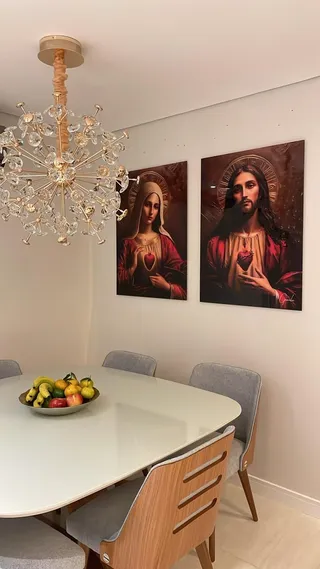Quadro Sagrado Coração de Jesus e o Imaculado Coração de Maria 2 Peças na casa de Ana Paula