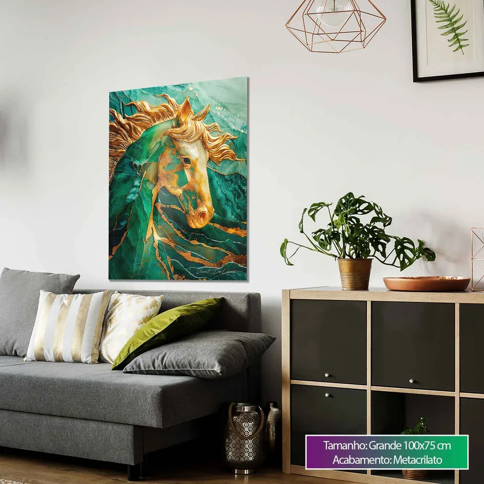Quadro Cavalo Esmeralda com Ouro — foto 4