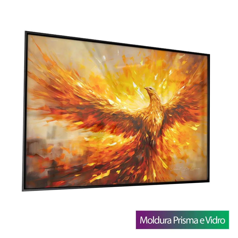 Quadro Fênix com moldura Prisma e vidro