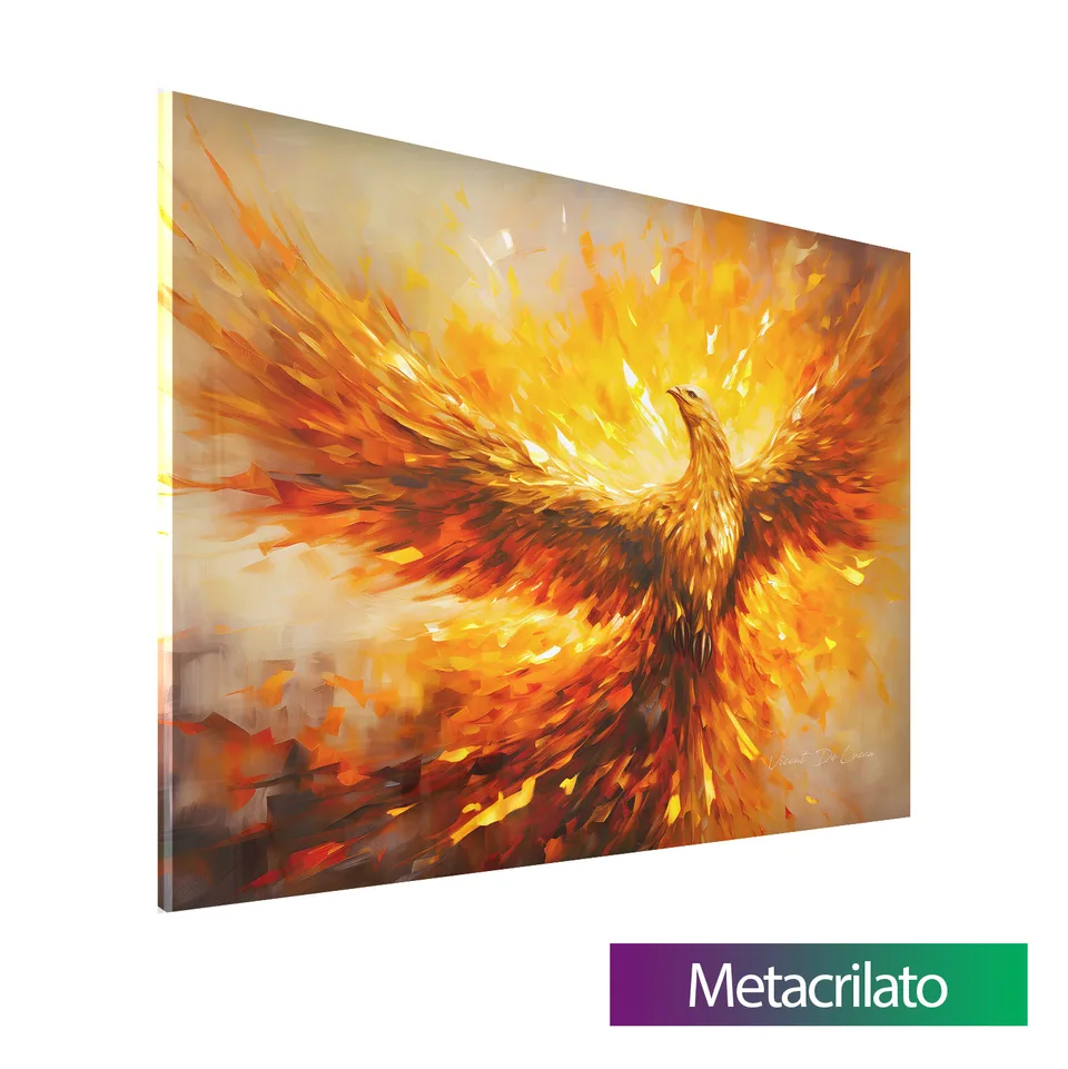 Quadro Fênix com acabamento em metacrilato