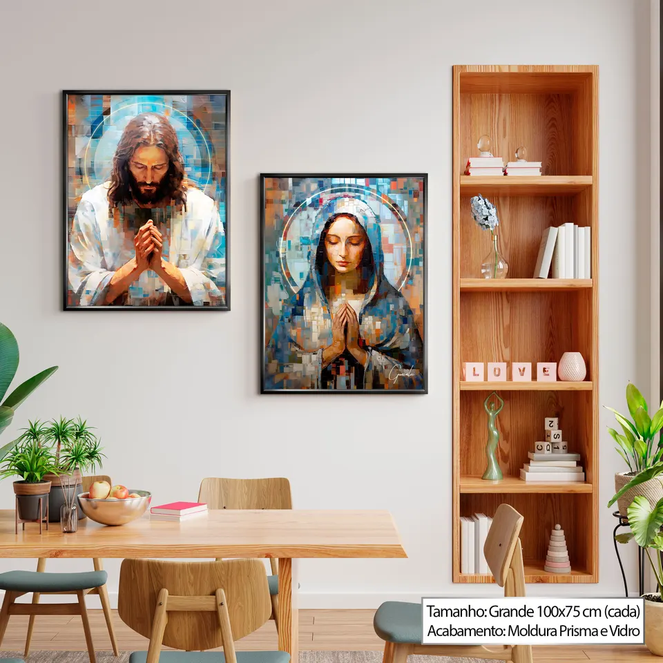 8741 Quadro Jesus e Maria Grid Art 2 Peças (12)