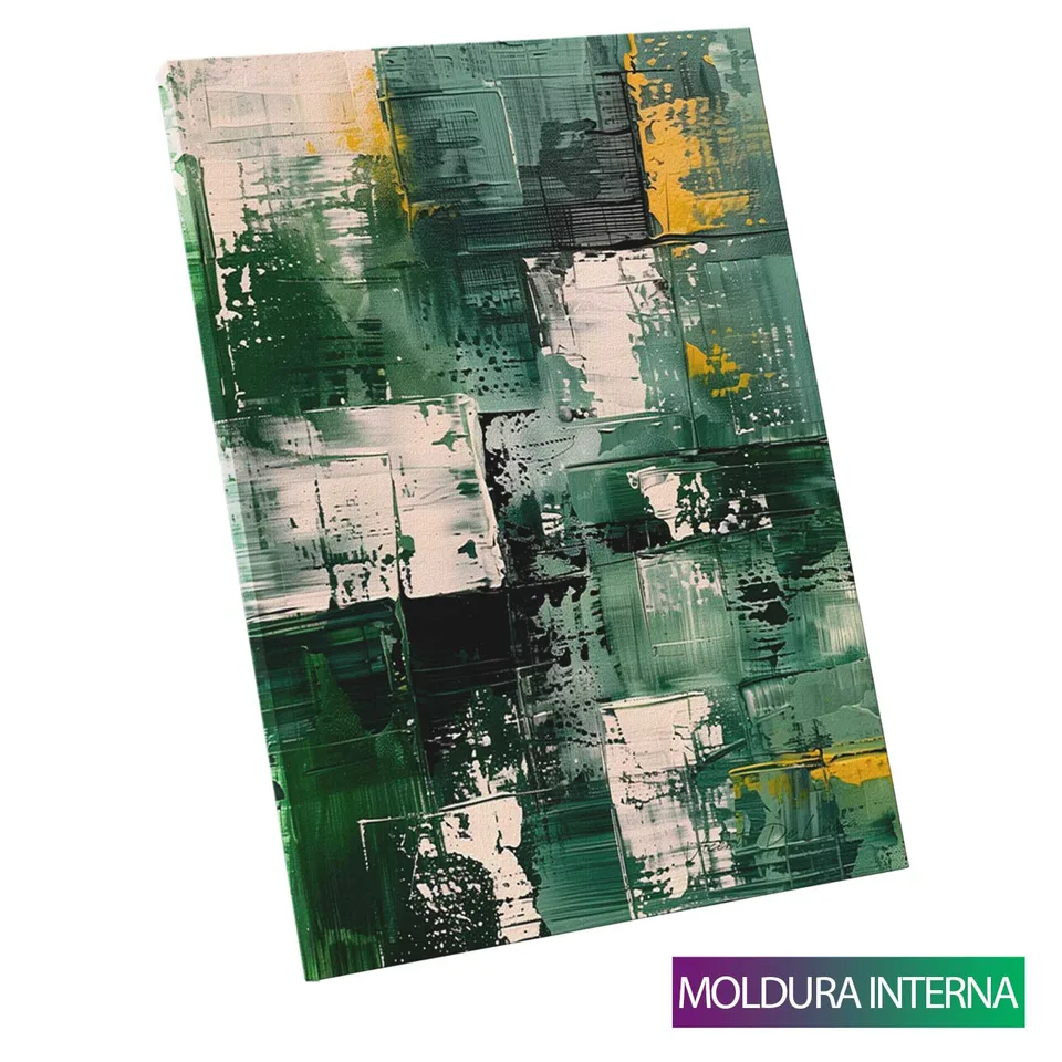 Quadro Abstrato Matiz Esmeralda — Moldura Interna, Médio 64x48