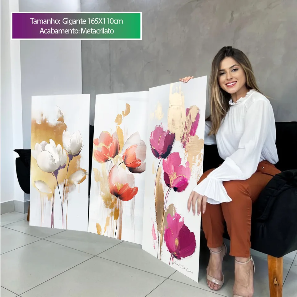 Quadro Flores Elegantes 3 Peças, de Vicent de Lucca — foto 4