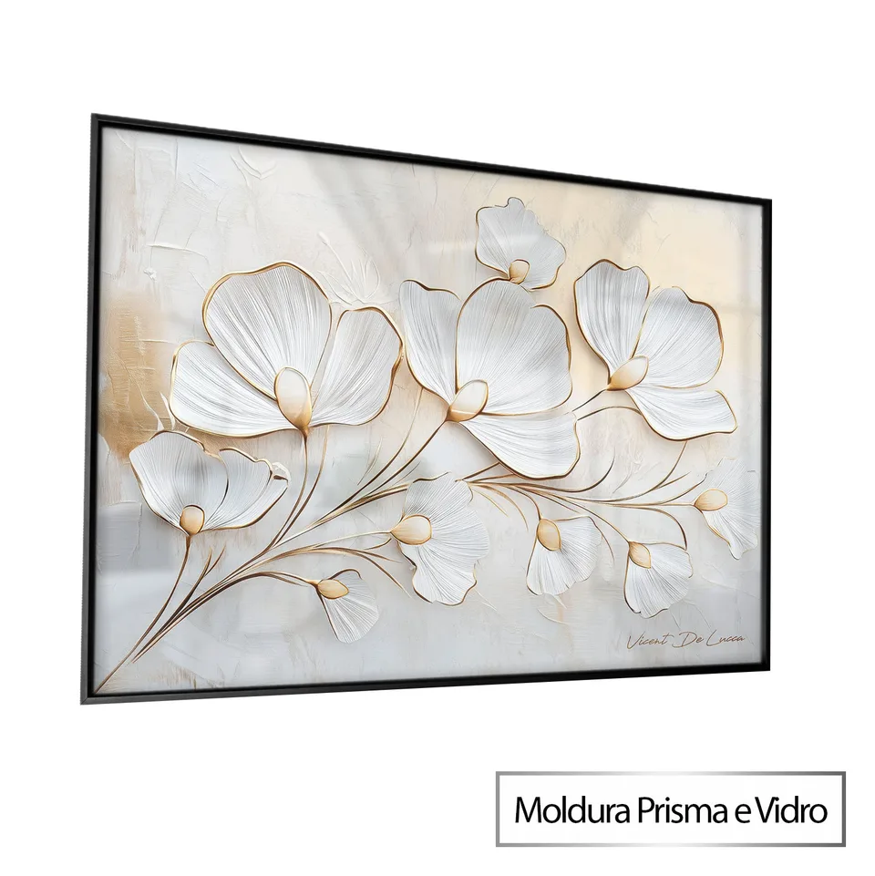 Quadro Flores Serenas com moldura Prisma e vidro