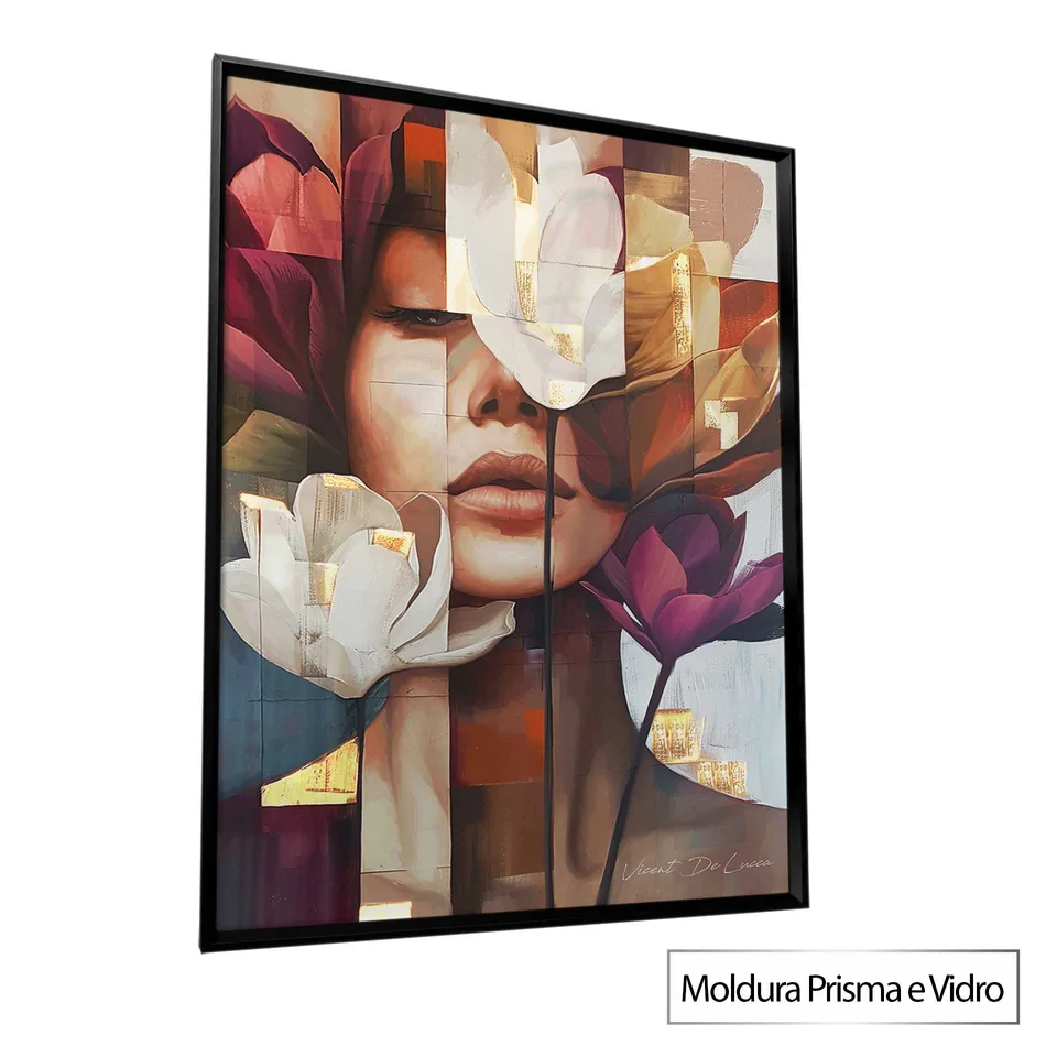 Quadro Florescer da Beleza com moldura Prisma e vidro