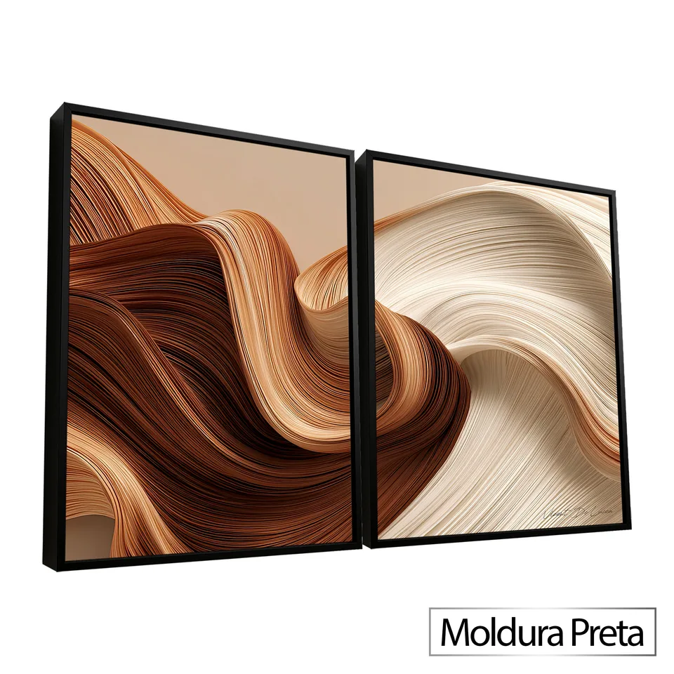 Quadro Fluidez Natural - 2 Peças com moldura de filete preta