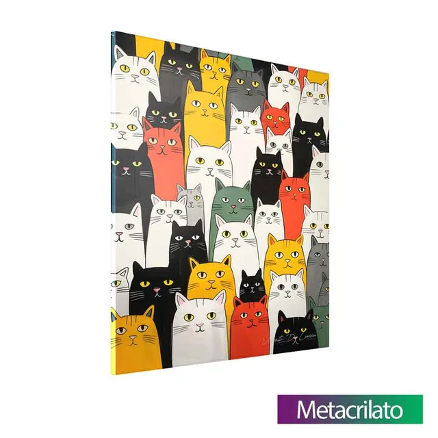 Quadro Gatos Coloridos com acabamento em metacrilato