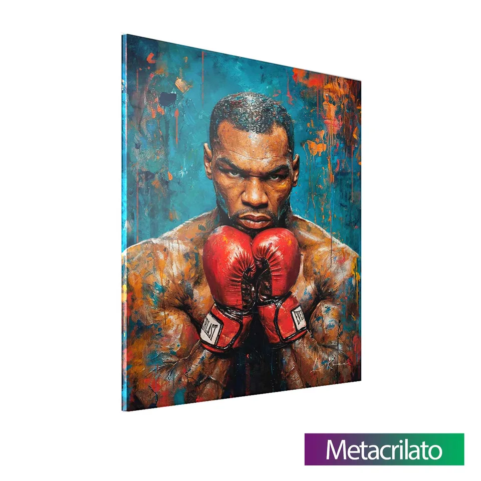 Quadro Glória e Poder Mike Tyson com acabamento em metacrilato