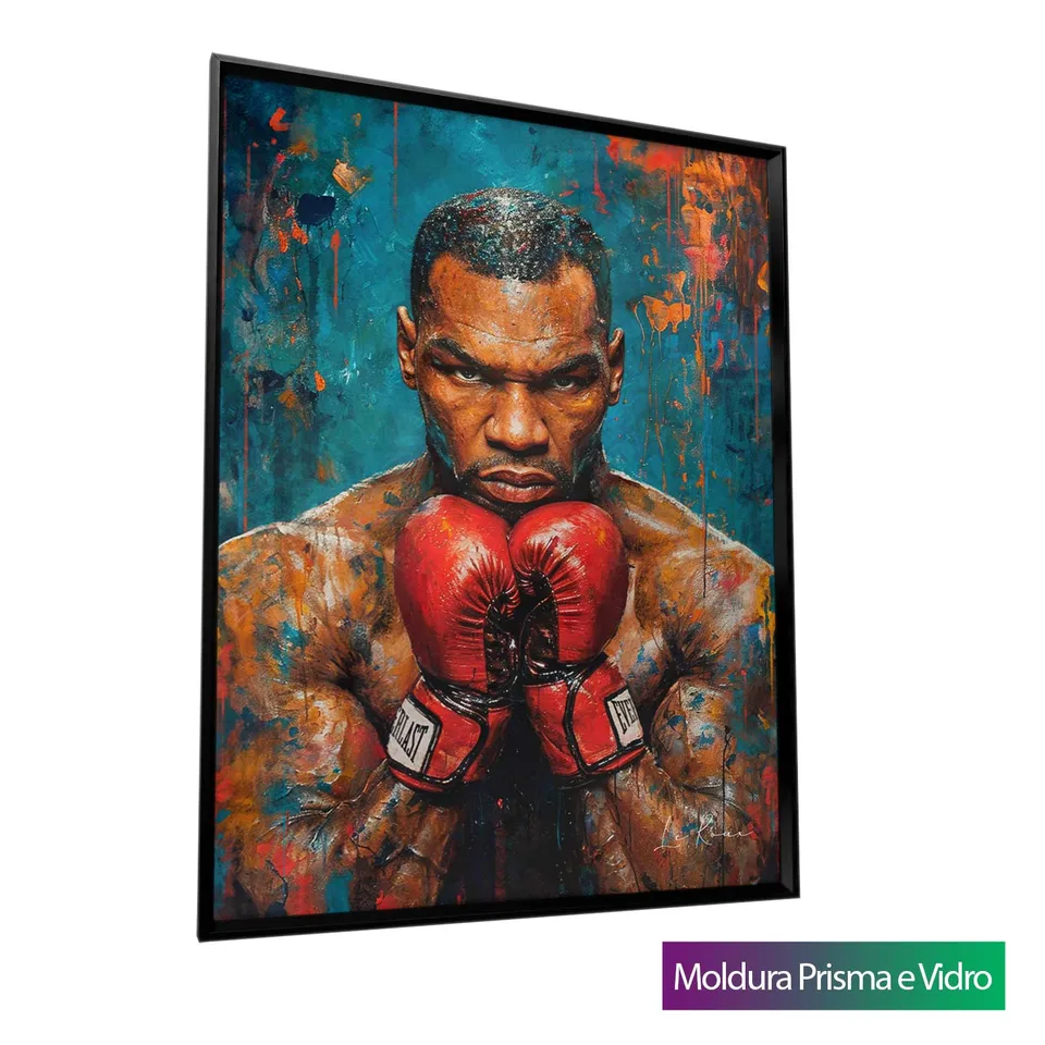 Quadro Glória e Poder Mike Tyson com moldura Prisma e vidro