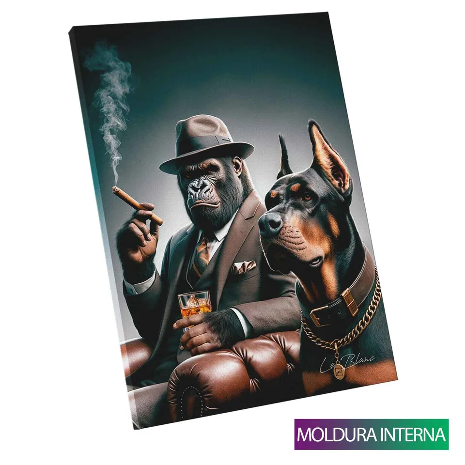 Quadro Gorila Gangster e Seu Cão com moldura interna