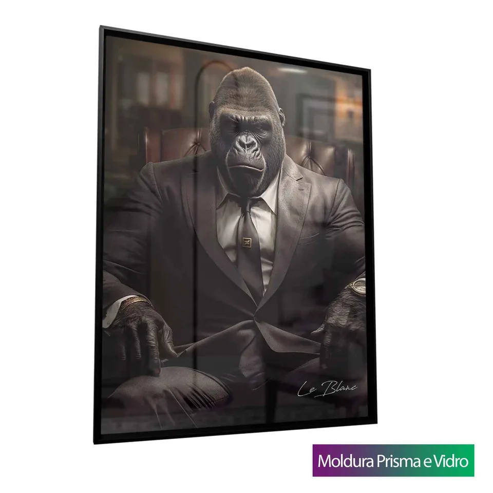 Quadro Gorila Patrão com moldura Prisma e vidro