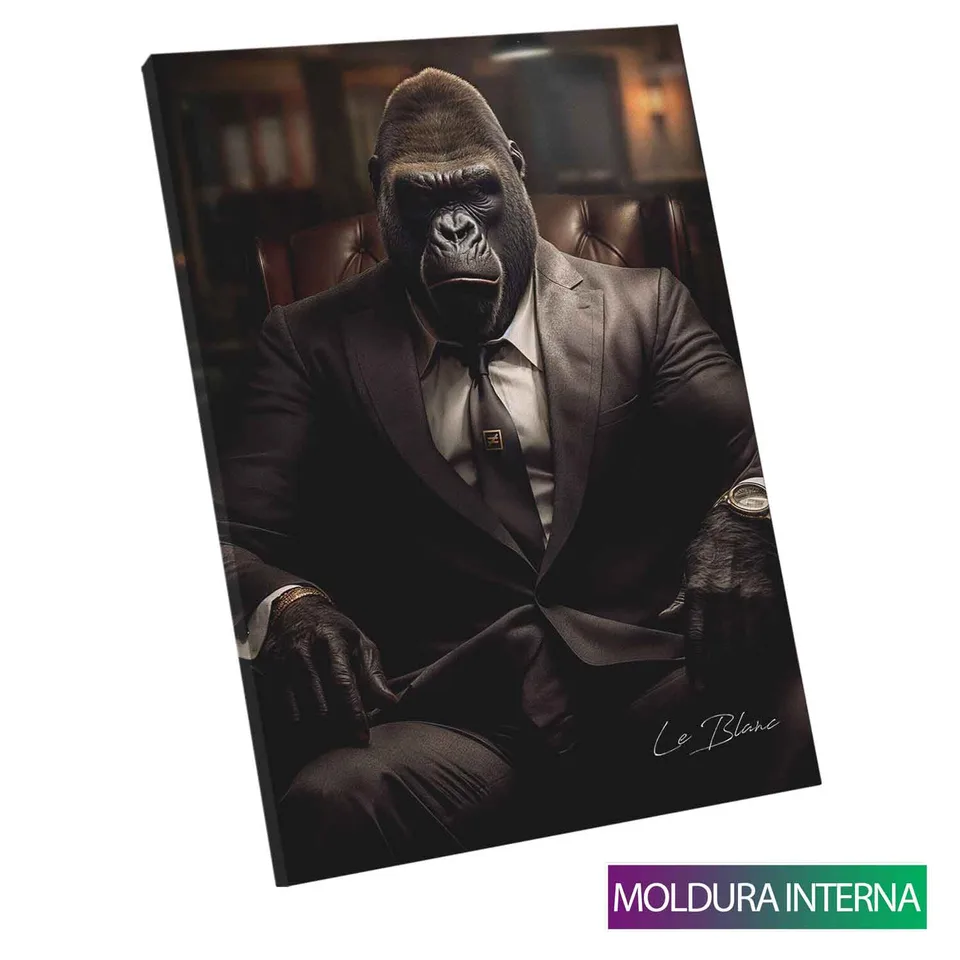 Quadro Gorila Patrão com moldura interna
