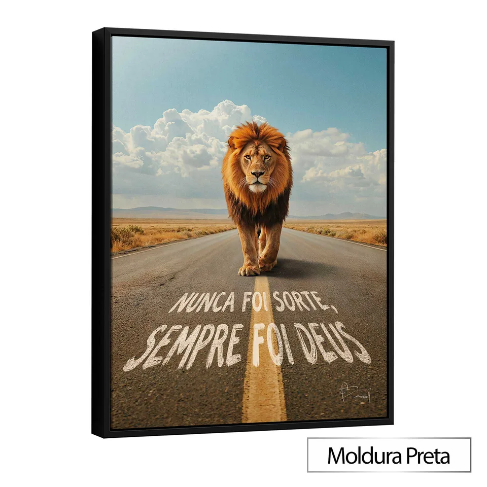Quadro Guiado por Deus com moldura de filete preta