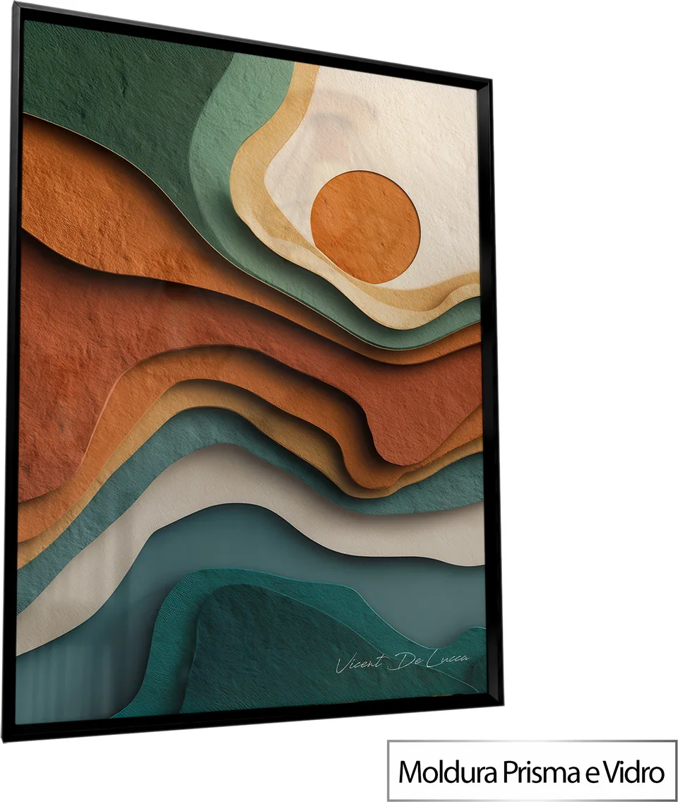 Quadro Horizonte em Camadas com moldura Prisma e vidro