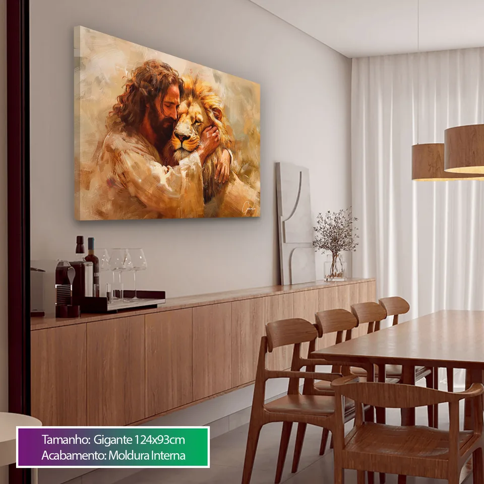 Quadro Jesus e Leão - Abraço Divino, de Gonzalez — foto 6