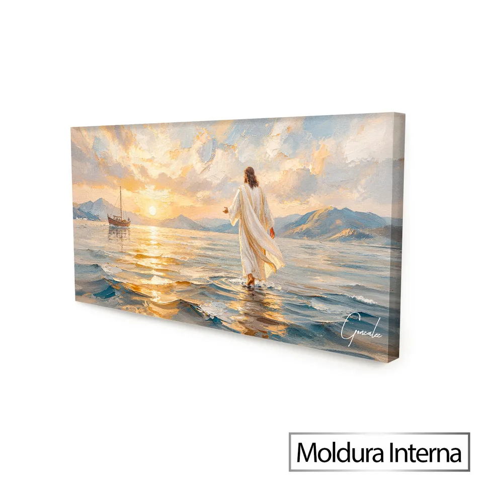 Quadro Jesus no Caminho das Águas com moldura interna