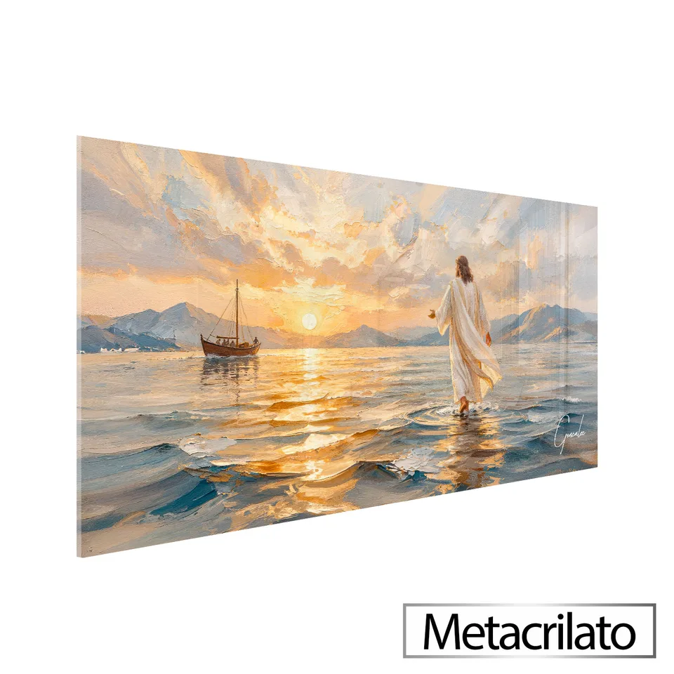 Quadro Jesus no Caminho das Águas com acabamento em metacrilato