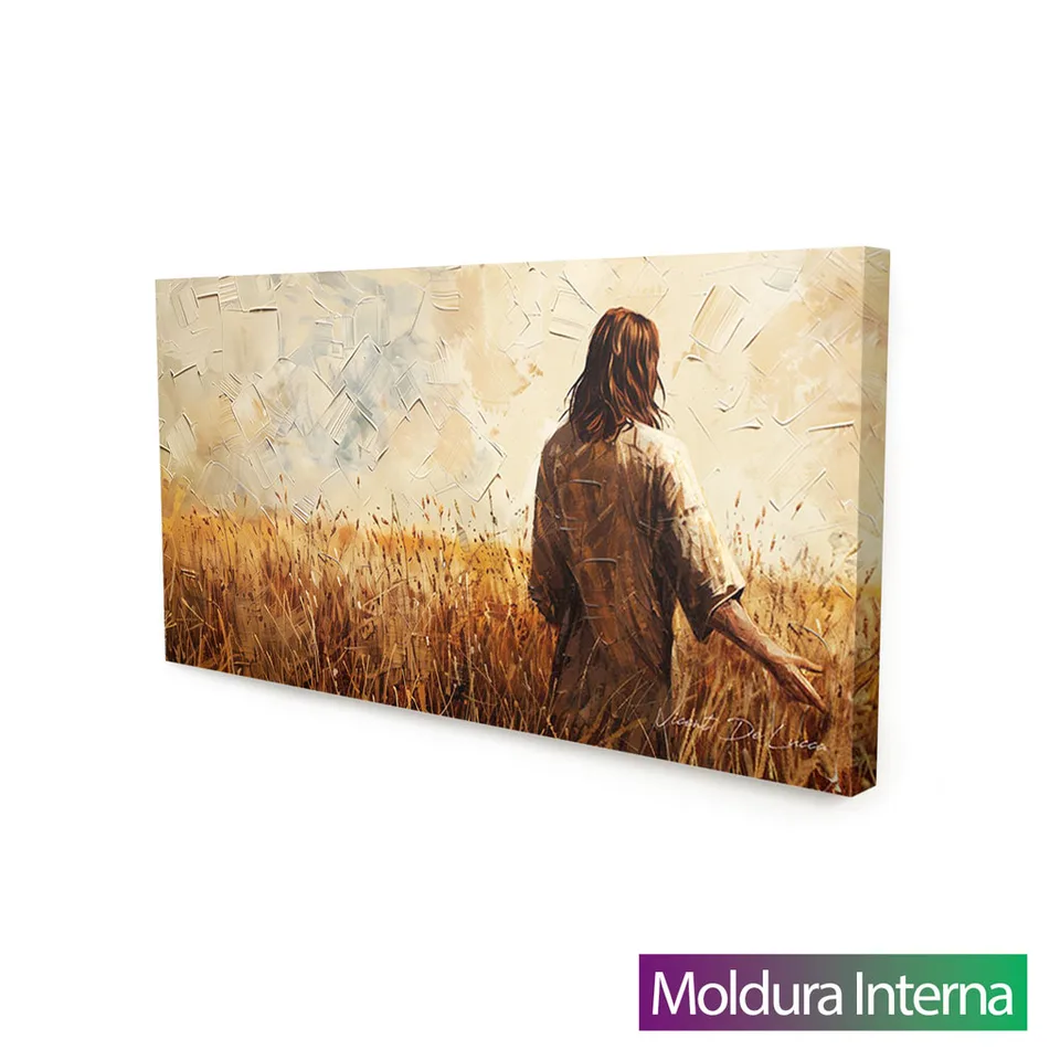 Quadro Jesus no Campo de Trigo com moldura interna
