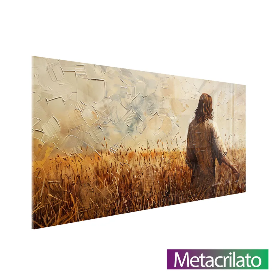 Quadro Jesus no Campo de Trigo com acabamento em metacrilato