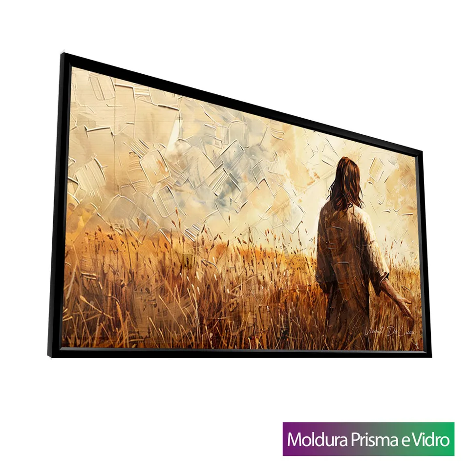 Quadro Jesus no Campo de Trigo com moldura Prisma e vidro