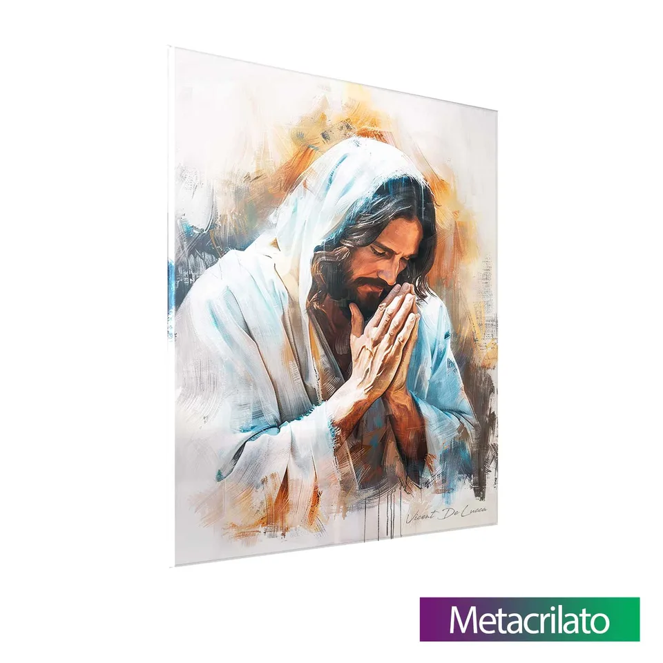 Quadro Jesus o Salvador Lux'Art com acabamento em metacrilato