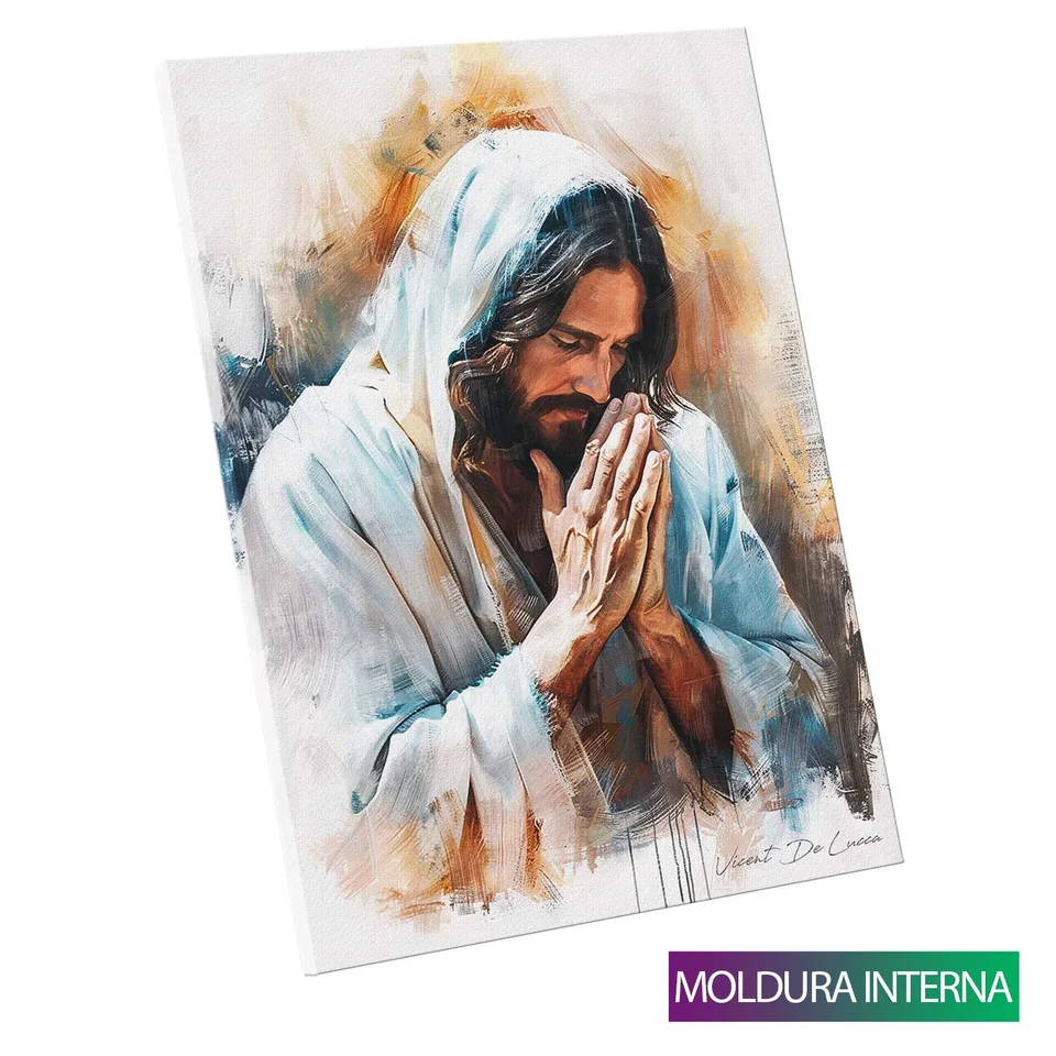 Quadro Jesus o Salvador Lux'Art com moldura interna