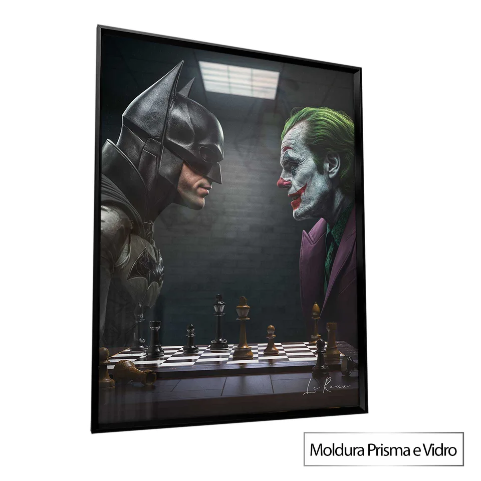 Quadro Jogada Final Batman e Coringa com moldura Prisma e vidro