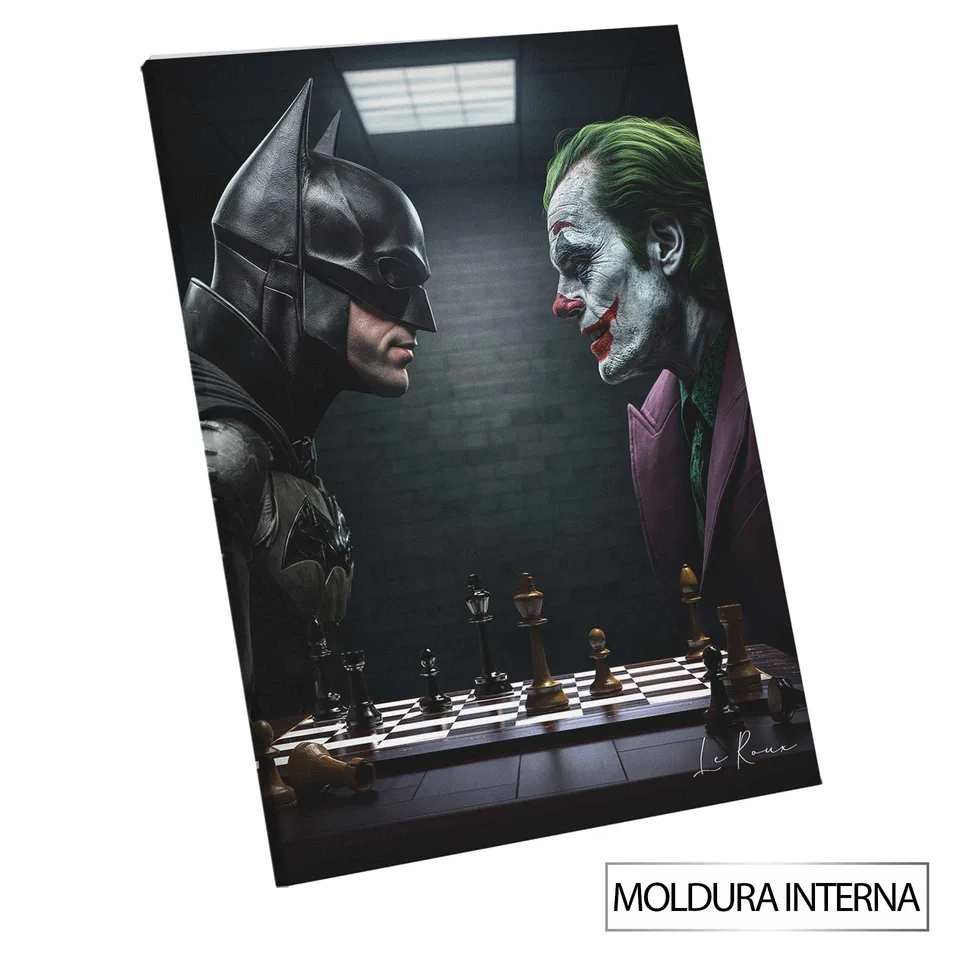 Quadro Jogada Final Batman e Coringa com moldura interna