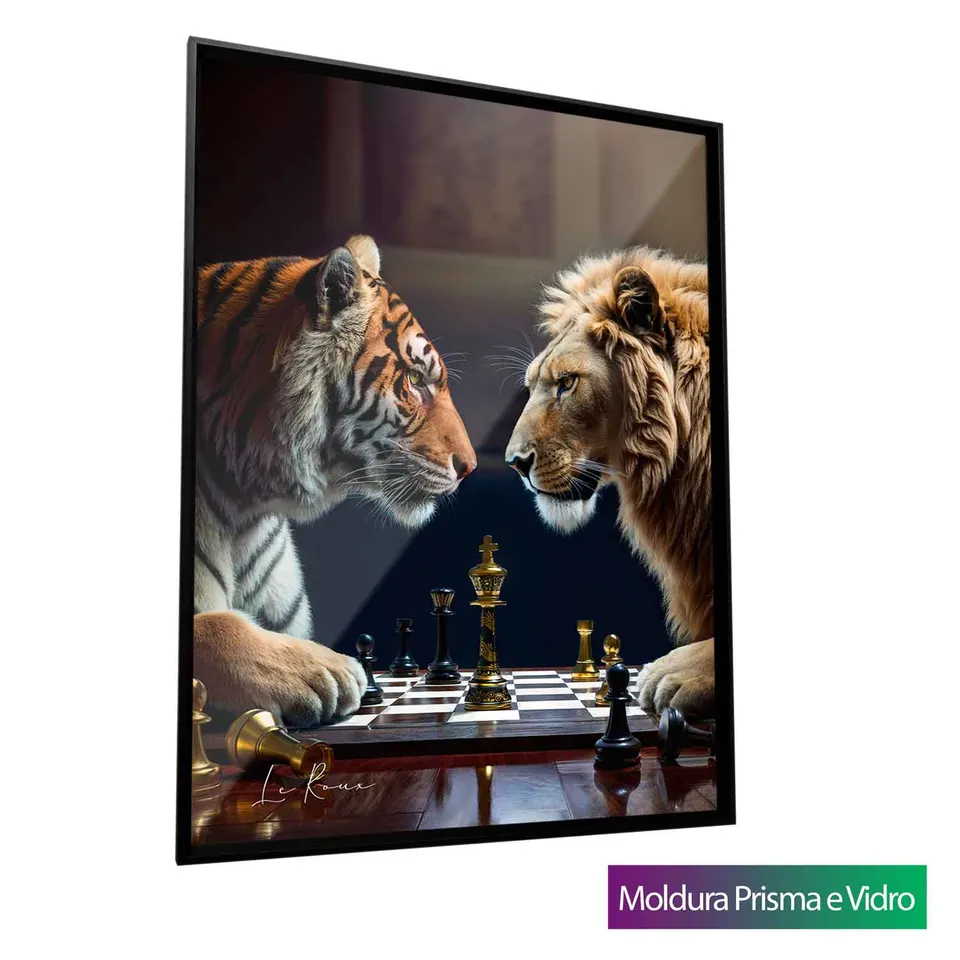 Quadro Jogo de Feras com moldura Prisma e vidro
