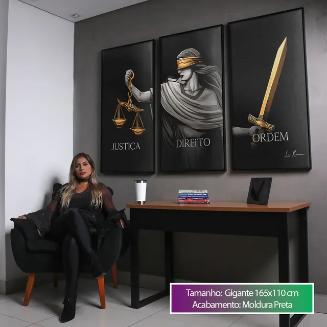 Quadro Justiça, Direito e Ordem 3 peças, de Le Roux — foto 6