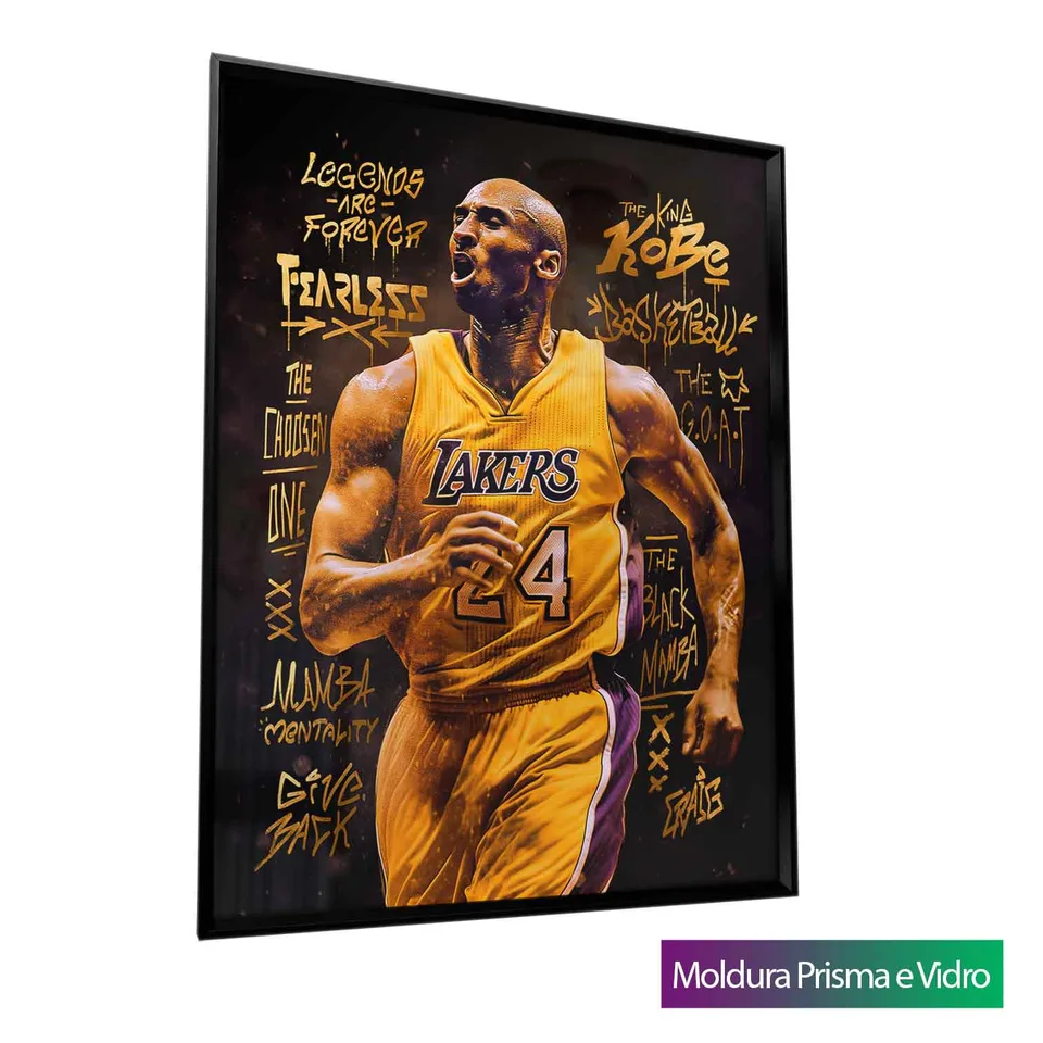 Quadro Kobe Bryant Grafite CRAIG com moldura Prisma e vidro