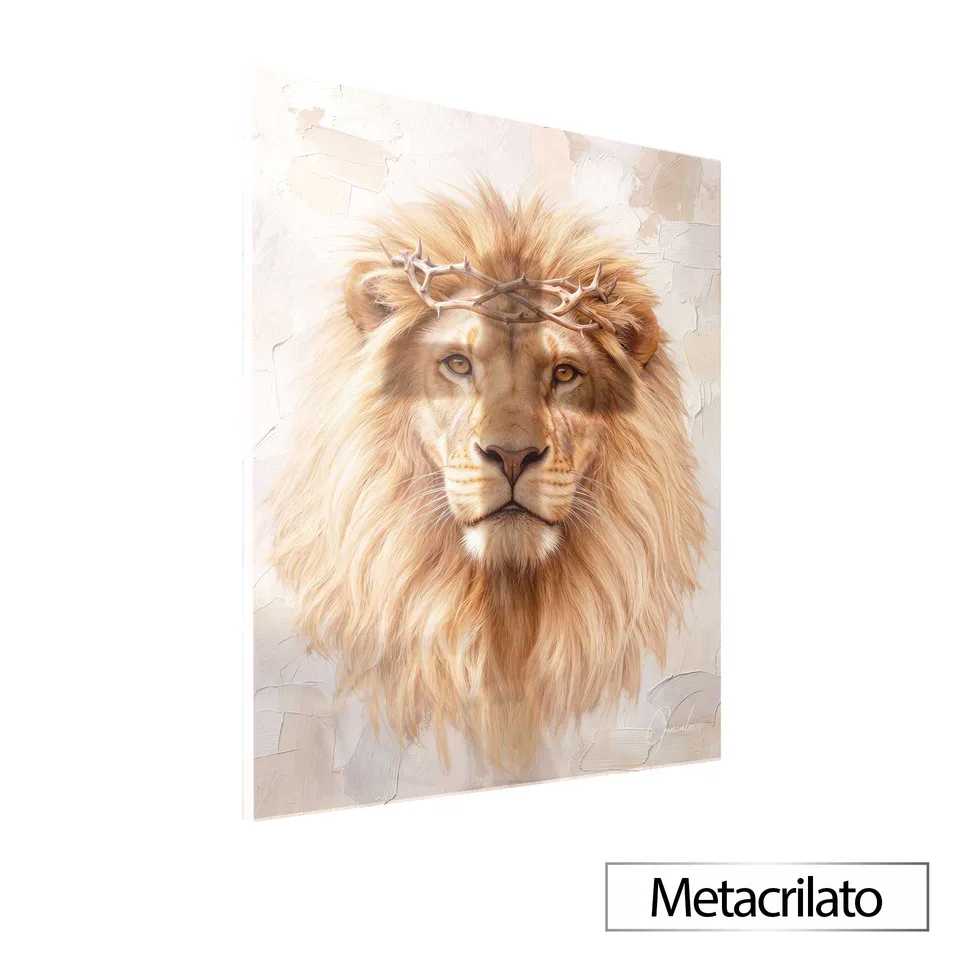 Quadro Leão de Judá - Coleção Cream Art com acabamento em metacrilato