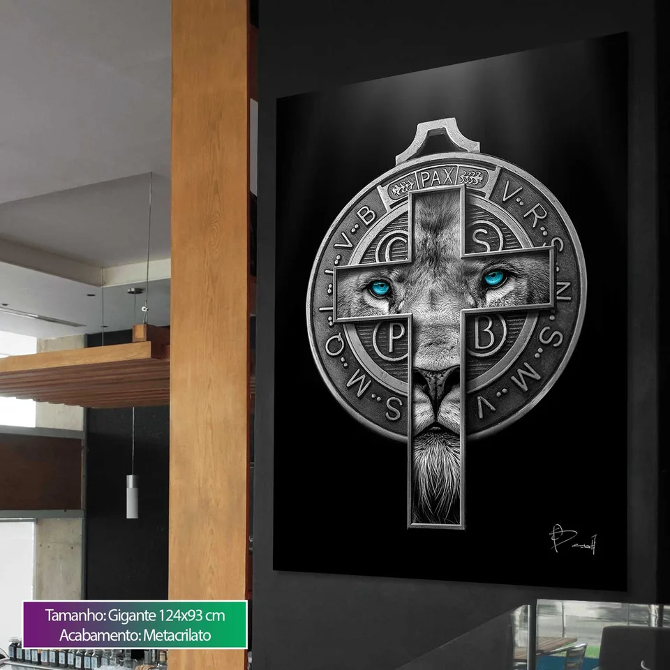 Quadro Leão de Judá e a Medalha de São Bento, de Benoit — foto 4