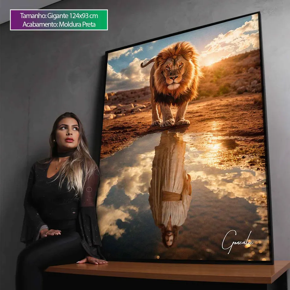 Quadro Leão de Judah e o Reflexo Divino, de Gonzalez — foto 6
