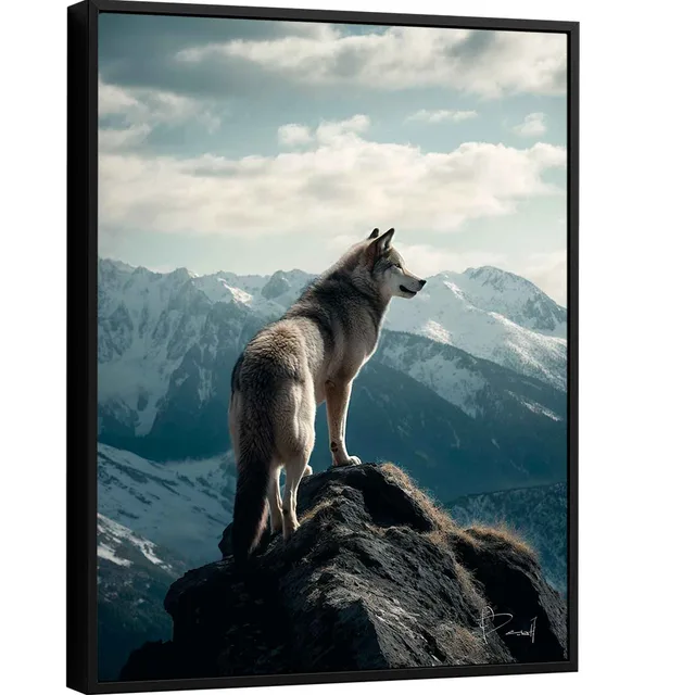 Quadro Lobo na Montanha