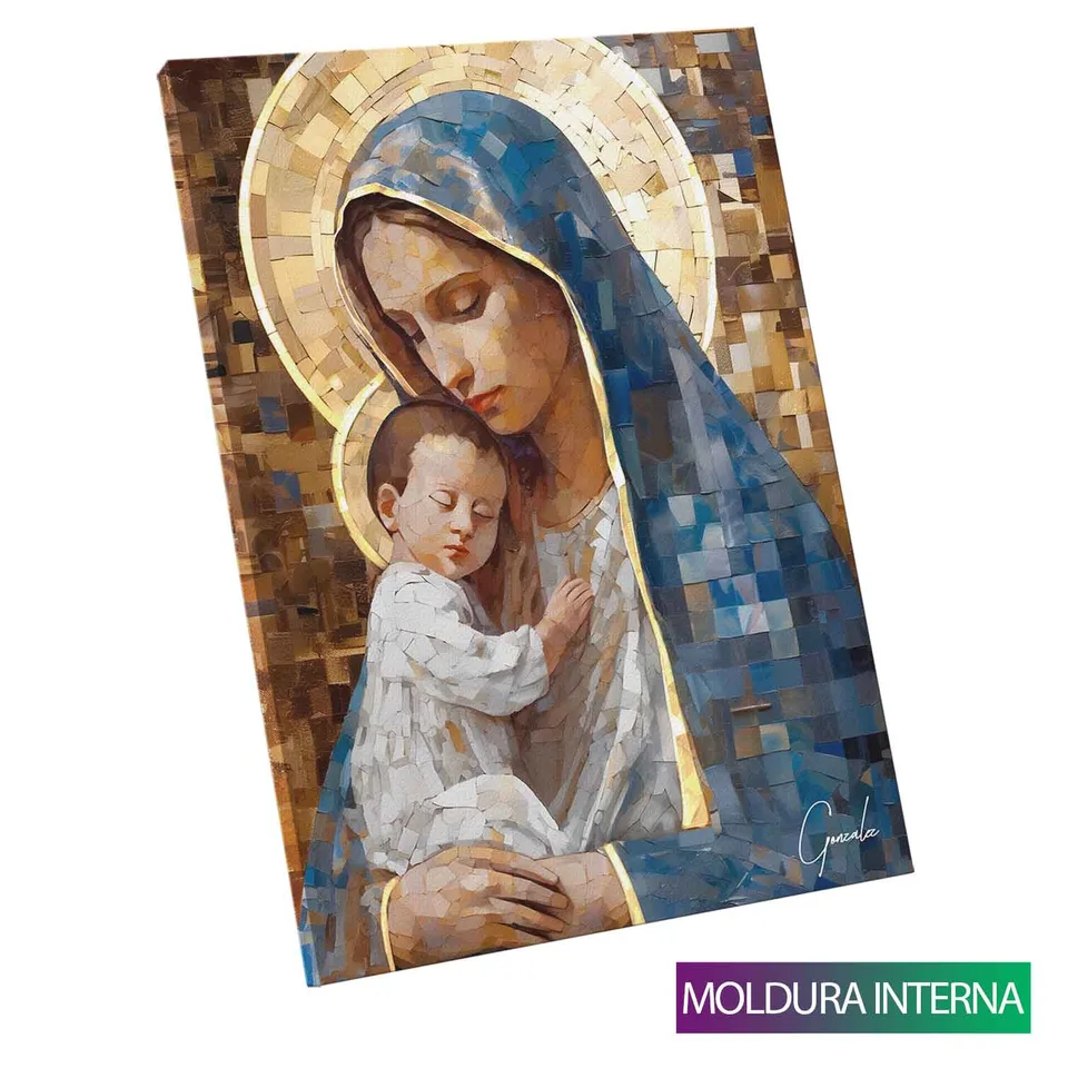 Quadro Maria e Jesus Grid Art com moldura interna