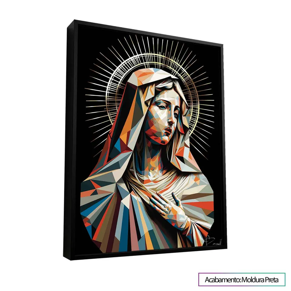 Quadro Maria Geométrica com moldura de filete preta