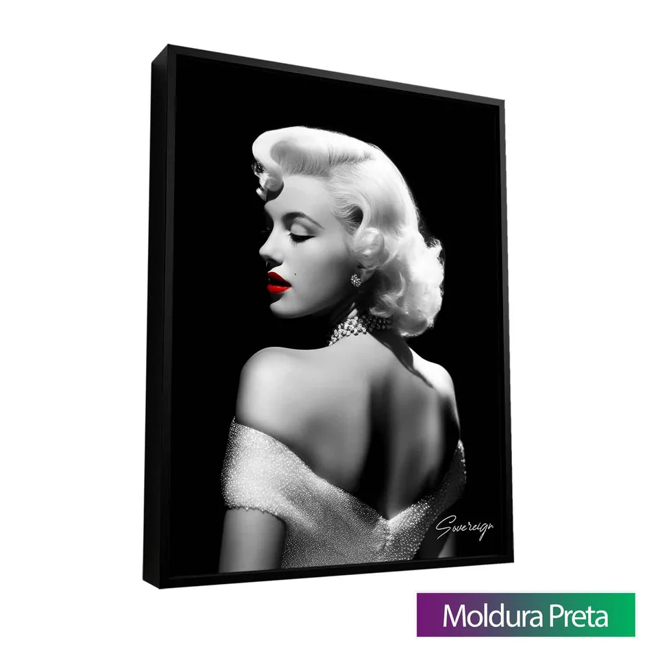 Quadro Marilyn Monroe com moldura de filete preta