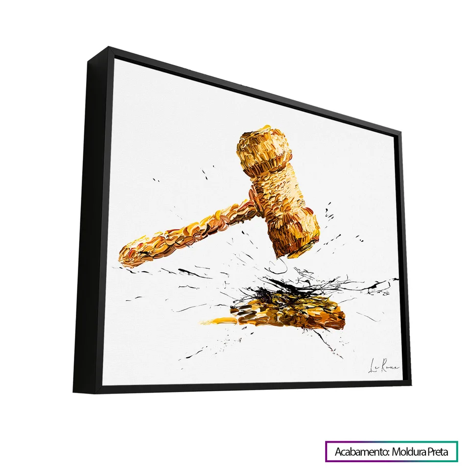 Quadro Martelo da Justiça com moldura de filete preta