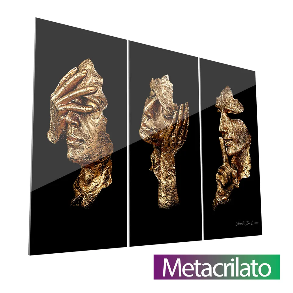 Quadro Máscaras Sábias 3 peças com acabamento em metacrilato