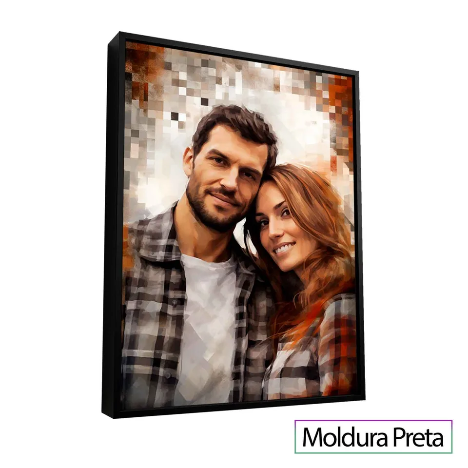 Quadro Masterpiece Grid Art - Sua Foto em Pintura Grid com moldura de filete preta