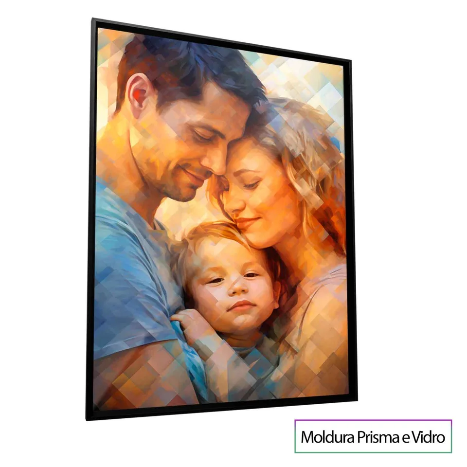 Quadro Masterpiece Grid Art - Sua Foto em Pintura Grid com moldura Prisma e vidro