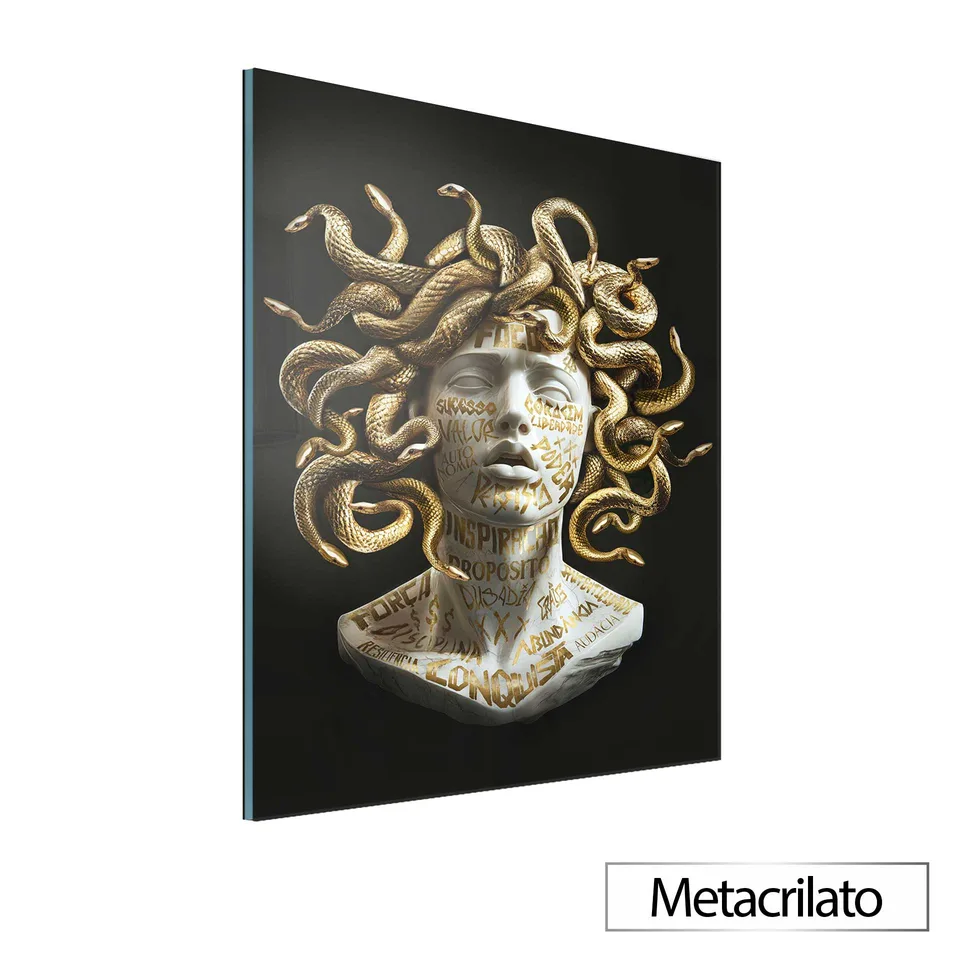 Quadro Medusa Grafite Dourado CRAIG com acabamento em metacrilato