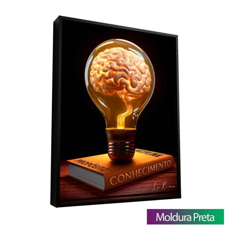 Quadro Mente Brilhante com moldura de filete preta