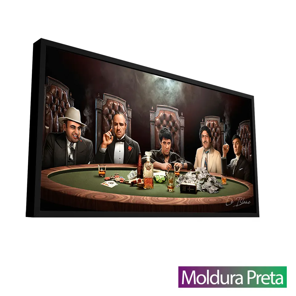 Quadro Mesa de Gângsters com moldura de filete preta