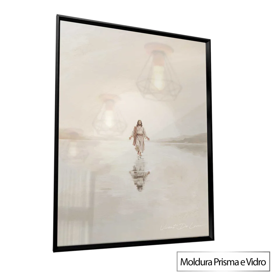 Quadro milagre Sobre as Águas – Coleção Minimalista com moldura Prisma e vidro