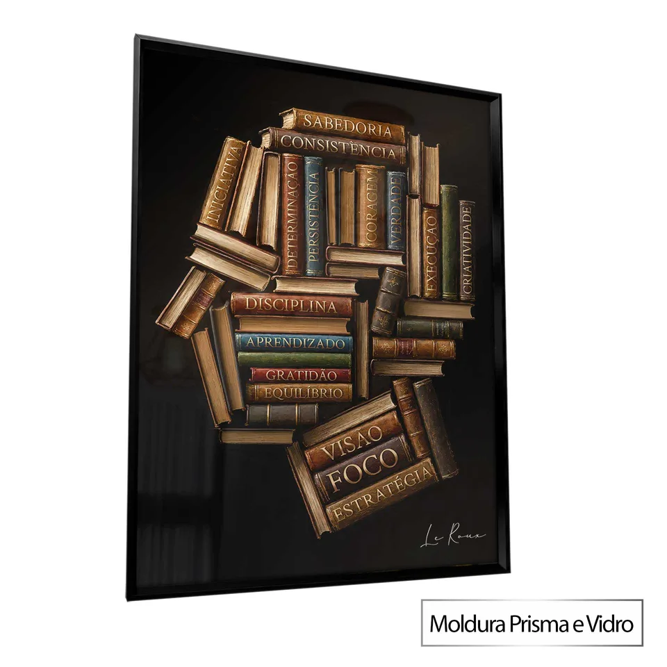 Quadro Mindset do Conhecimento com moldura Prisma e vidro