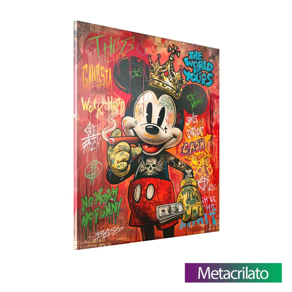 Quadro Mouse Gângster com acabamento em metacrilato